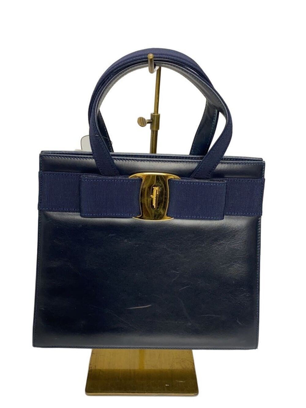 Salvatore Ferragamo Handbag Leather Navy Blue